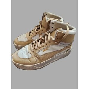 Puma Karmen Rebelle Mid Sneaker Women Sz 9 Platform High Top  White-light Sand